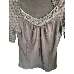 VTG STYLE & CO. Black faded lace trim green tint whimsy goth boho Y2K  SZ L